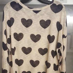 Black heart long sleeve top